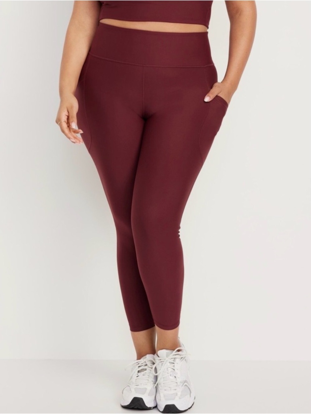 Old Navy Active Powerpress Burgundy High-Rise Leggings Go Dry-Size 4X NWT